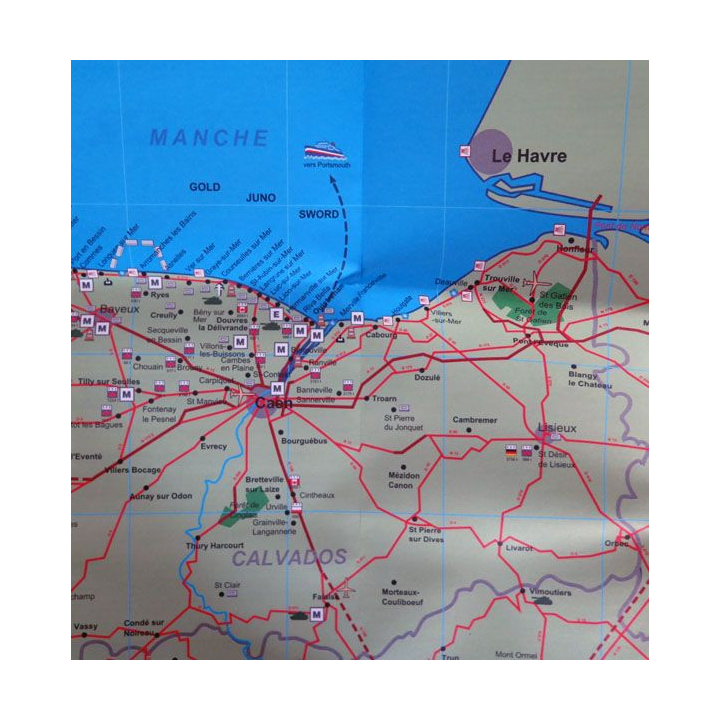 Carte touristique et historique de la Bataille de Normandie 1944