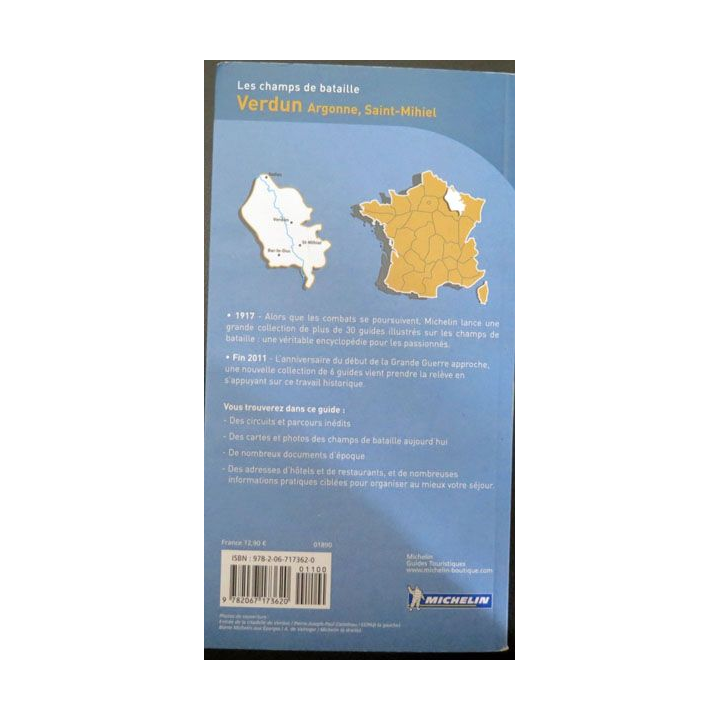 Carte Michelin les champs de bataille Verdun, Argonne, Saint-Mihiel 
