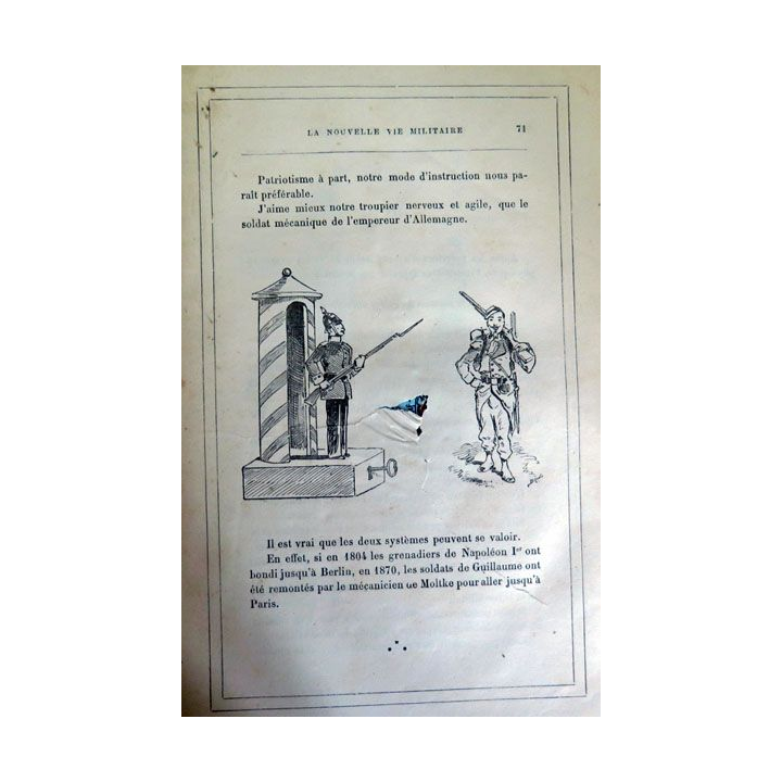 Livre La nouvelle vie militaire de Huart (manque les 70 premières pages très belles illustrations 