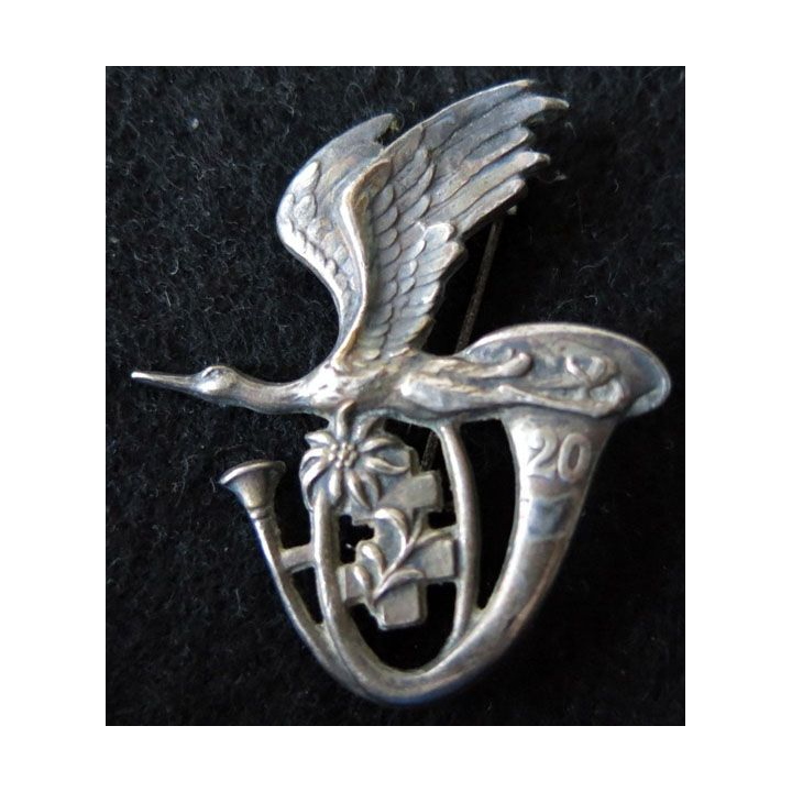 20° BCA : insigne métallique du 20° bataillon de chasseurs alpins de fabrication Drago Paris Nice