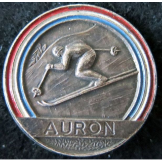 ESF : Médaille de moniteur de l'école du ski français Auron en métal peint