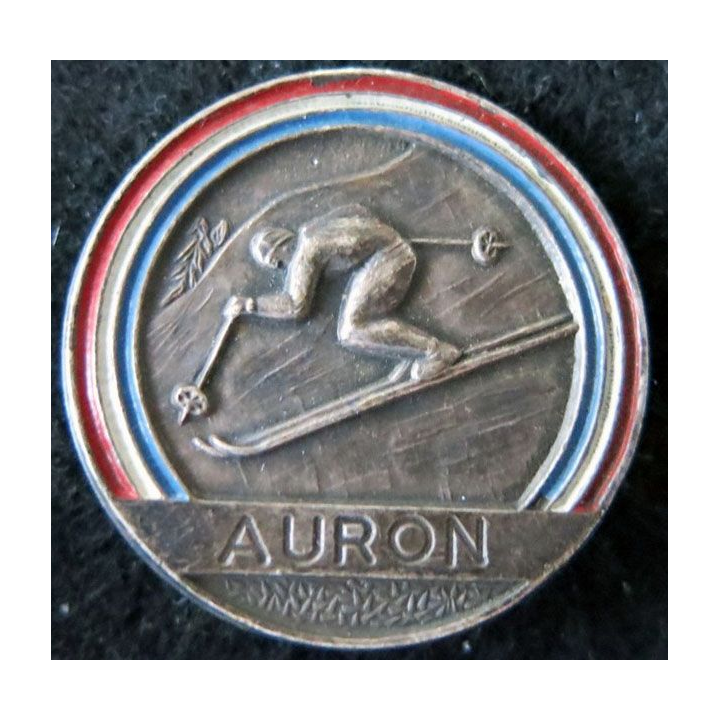 ESF : Médaille de moniteur de l'école du ski français Auron en métal peint