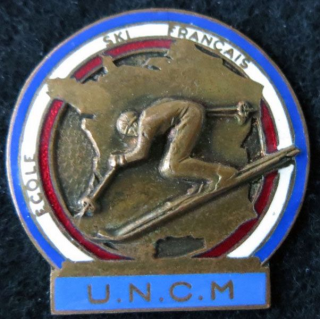 ESF : Insigne de moniteur de l'école du ski français de L'UNCM de fabrication Augis Lyon
