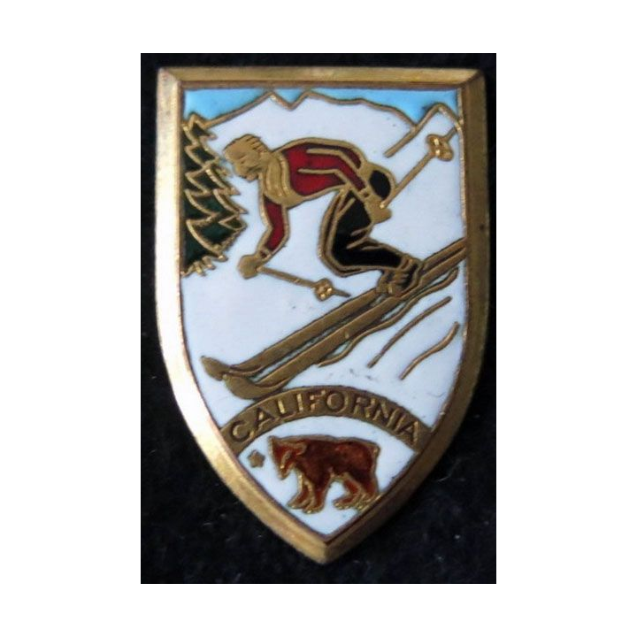 USA CALIFORNIA : insigne métallique  de ski alpin California de fabrication Arthus Bertrand émail