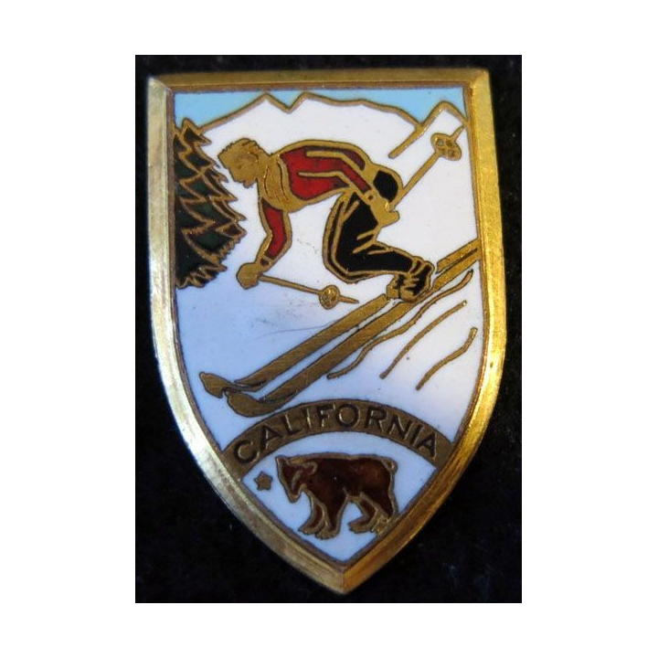 USA CALIFORNIA : insigne métallique  de ski alpin California de fabrication Arthus Bertrand émail