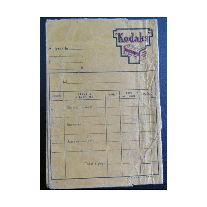 Pochette des studios Moriss pour pellicules Kodaks