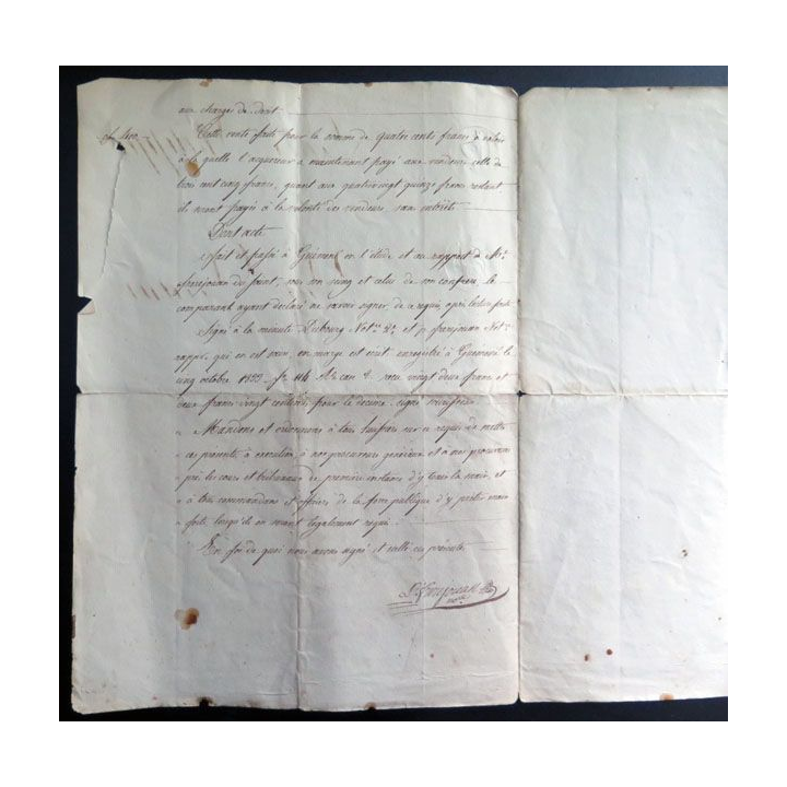 Vieil acte de vente notarié période Louis Philippe 27 septembre 1833