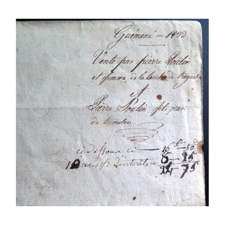 Vieil acte de vente notarié période Louis Philippe 27 septembre 1833