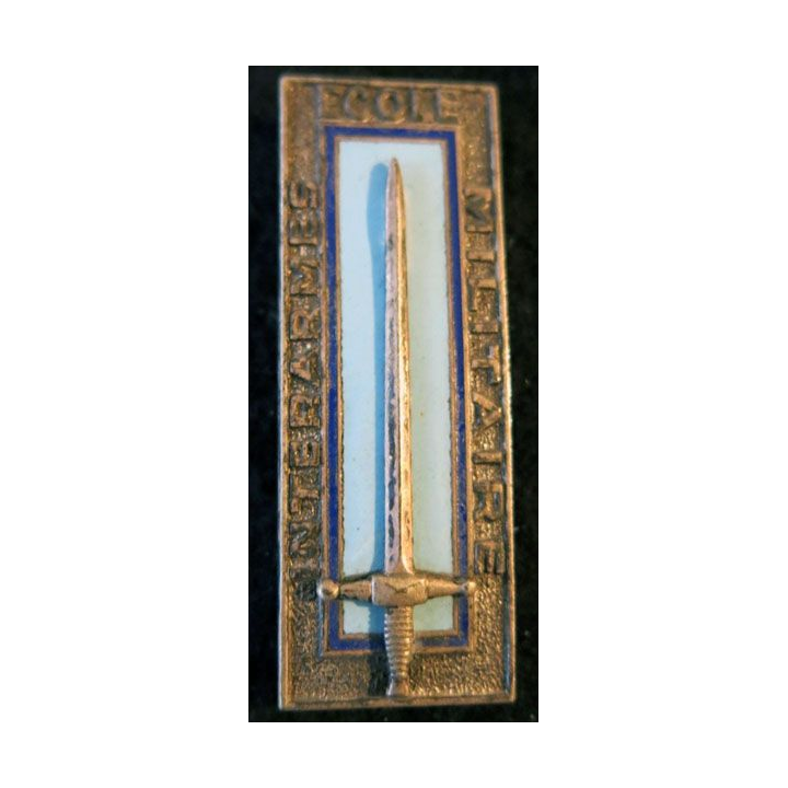 EMIA : insigne de l'école militaire interarmes, en émail, de fabrication Drago G. 1851 épingle boléro oblong