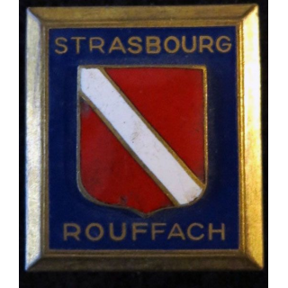 ÉCOLE STRASBOURG ROUFFACH : insigne métallique de l'école militaire de Strasbourg Rouffach de fabrication Drago G. 436 émail