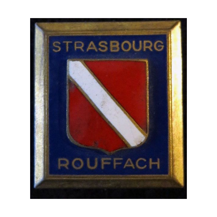 ÉCOLE STRASBOURG ROUFFACH : insigne métallique de l'école militaire de Strasbourg Rouffach de fabrication Drago G. 436 émail