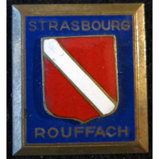 ÉCOLE STRASBOURG ROUFFACH : insigne métallique de l'école militaire de Strasbourg Rouffach de fabrication Drago G. 436 émail
