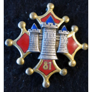 81° RI : Insigne métallique du 81° régiment d'infanterie de fabrication Drago Paris H. 111