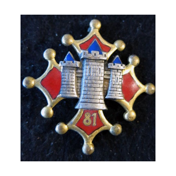 81° RI : Insigne métallique du 81° régiment d'infanterie de fabrication Drago Paris H. 111