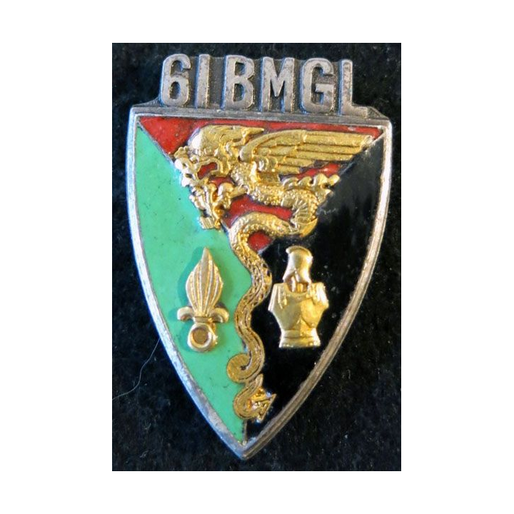61° BMGL : insigne métallique du 61° bataillon mixte génie légion de fabrication Drago G. 2277 en émail