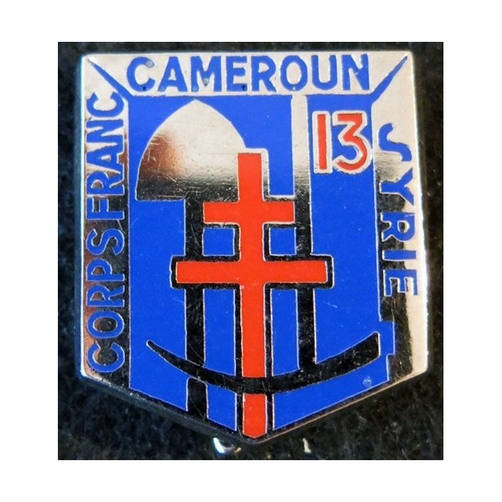 13° BG : insigne métallique du 13° bataillon du génie Corps franc Cameroun Syrie de fabrication Ballard retirage