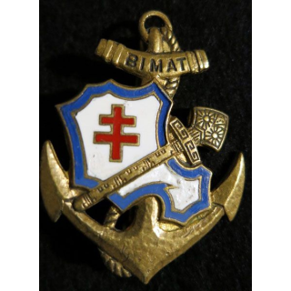 BIMAT : insigne métallique du bataillon d'infanterie de marine de Tahiti de fabrication Drago Paris G. 1964