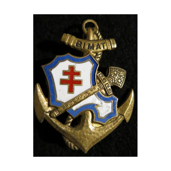 BIMAT : insigne métallique du bataillon d'infanterie de marine de Tahiti de fabrication Drago Paris G. 1964