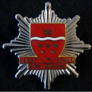 POMPIERS : insigne métallique du east sussex fire brigade city of Brighton en émail