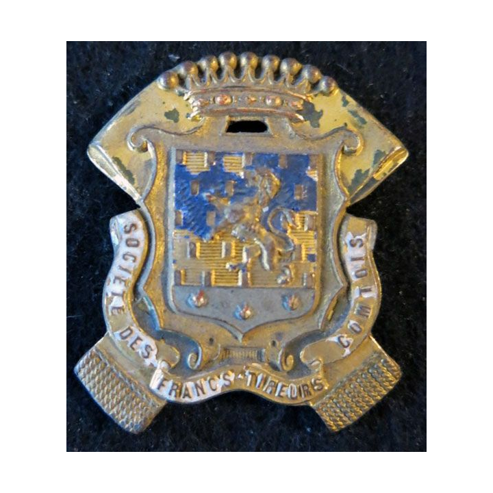 SFTC: insigne métallique de la société des francs-tireurs comtois en laiton embouti