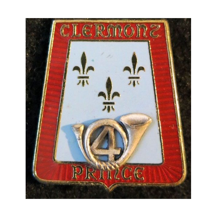 4° RCH : insigne métallique du 4° régiment de chasseurs de fabrication Delsart G. 2114