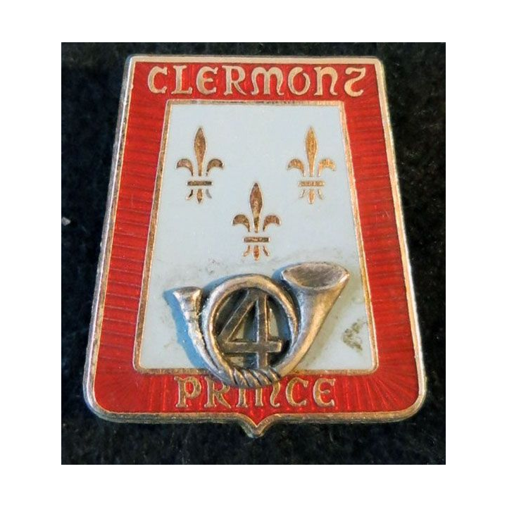 4° RCH : insigne métallique du 4° régiment de chasseurs de fabrication Delsart G. 2114