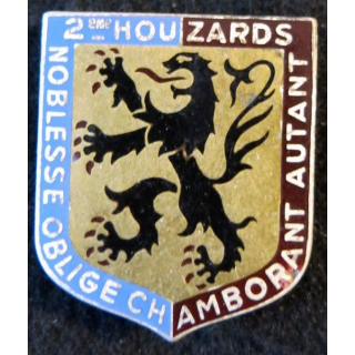 2° RH : insigne métallique du 2° régiment de Hussards de fabrication Drago Paris H.583
