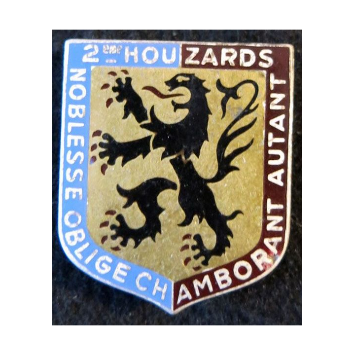 2° RH : insigne métallique du 2° régiment de Hussards de fabrication Drago Paris H.583