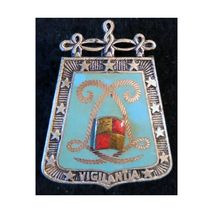 5° RH : insigne métallique du 5° régiment de hussards vigilantia de fabrication Drago G. 1037 émail