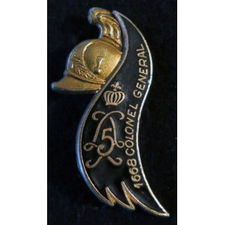 5° RD : insigne métallique du 5° régiment de dragons de fabrication Delsart Sens G. 2058 pontets