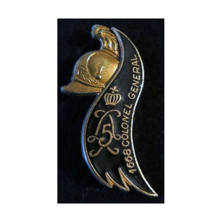 5° RD : insigne métallique du 5° régiment de dragons de fabrication Delsart Sens G. 2058 pontets