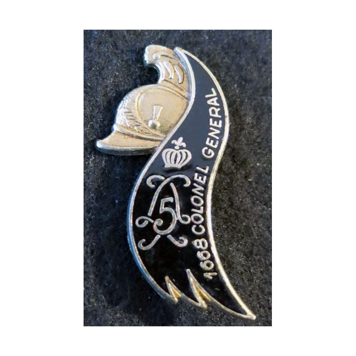5° RD : insigne métallique du 5° régiment de dragons de fabrication Delsart Sens G. 2058 épingle