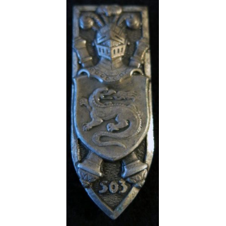 503° RCC : insigne métallique du 503° régiment de chars de combat de fabrication Drago Olivier Métra déposé G. 833