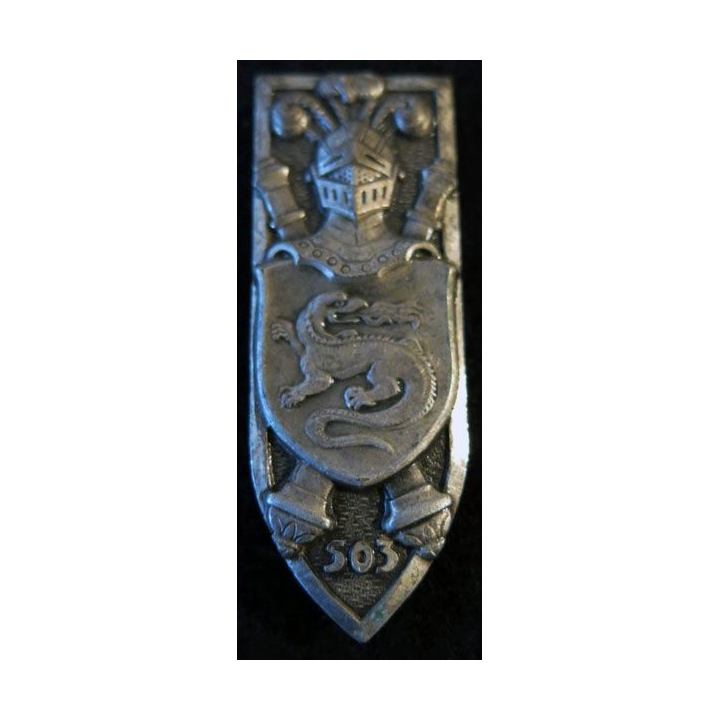 503° RCC : insigne métallique du 503° régiment de chars de combat de fabrication Drago Olivier Métra déposé G. 833