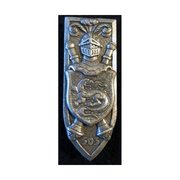 503° RCC : insigne métallique du 503° régiment de chars de combat de fabrication Drago Paris G. 833