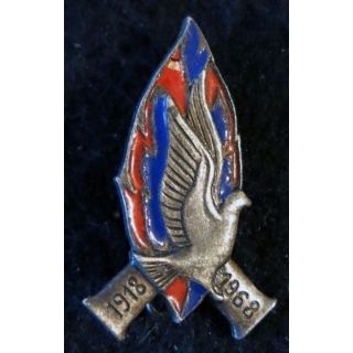 JUBILÉ 1918 : insigne métallique du cinquantième anniversaire de la victoire 1918-1968 Drago Paris en émail