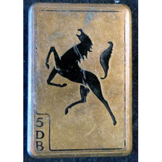 5° DB : insigne métallique de la 5° division blindée France d'abord de fabrication Drago O. M H. 102 émail
