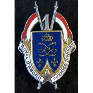 1° RD : insigne métallique du 1° régiment de dragons de fabrication Drago Paris G. 1608