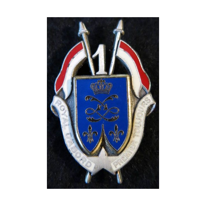1° RD : insigne métallique du 1° régiment de dragons de fabrication Delsart G. 1608