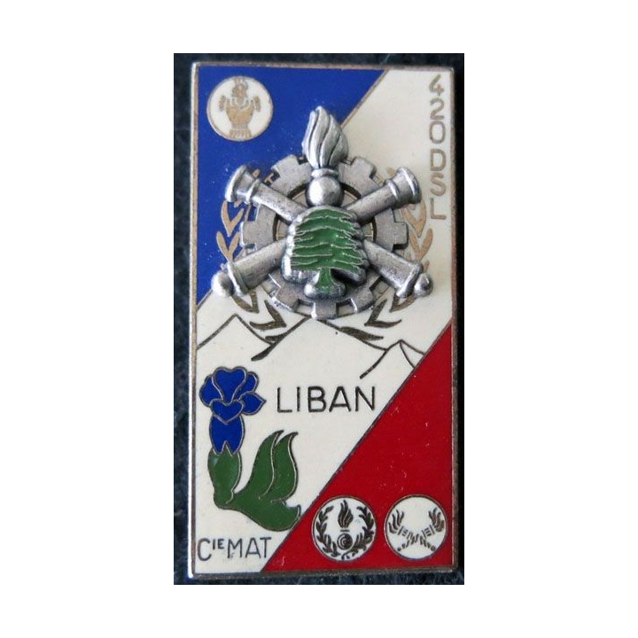 420° DSL : Insigne métallique de la compagnie Matériel du 420° détachement de soutien logistique de fabrication Delsart
