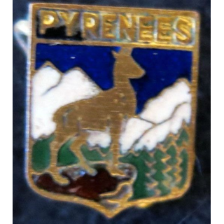 BLASON PYRENEES : insigne métallique ancien blason en émail de la région Pyrénées 12 x 14 mm épingle