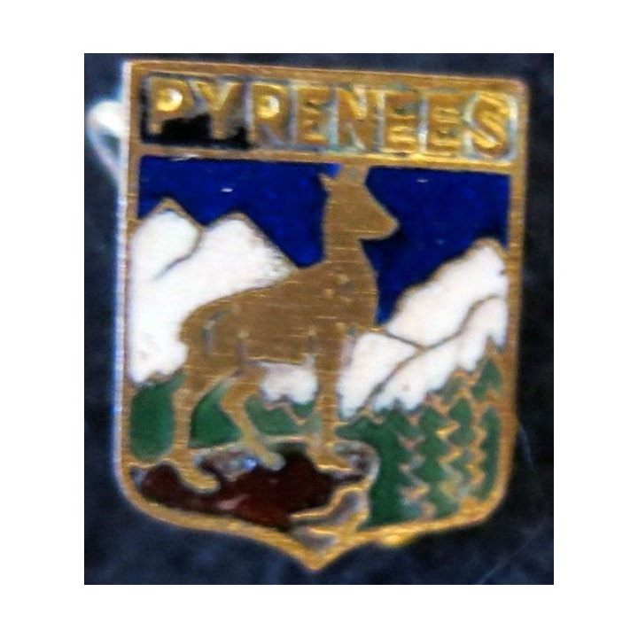 BLASON PYRENEES : insigne métallique ancien blason en émail de la région Pyrénées 12 x 14 mm épingle