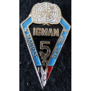 FORPRONU : insigne métallique de l'UCL du BATINF 5 FORPRONU Igman 4° mandat local
