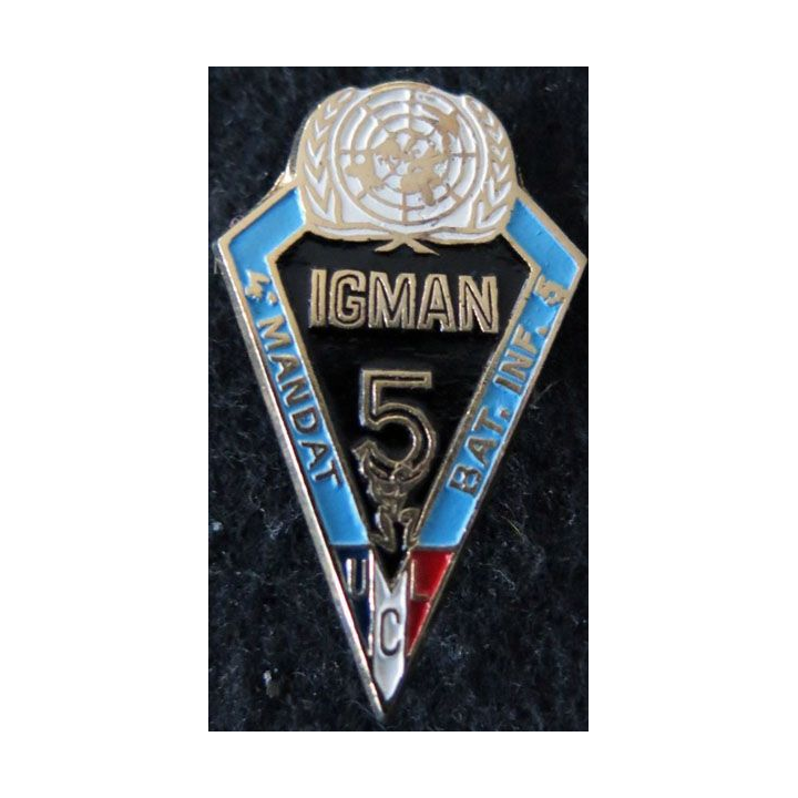 FORPRONU : insigne métallique de l'UCL du BATINF 5 FORPRONU Igman 4° mandat local