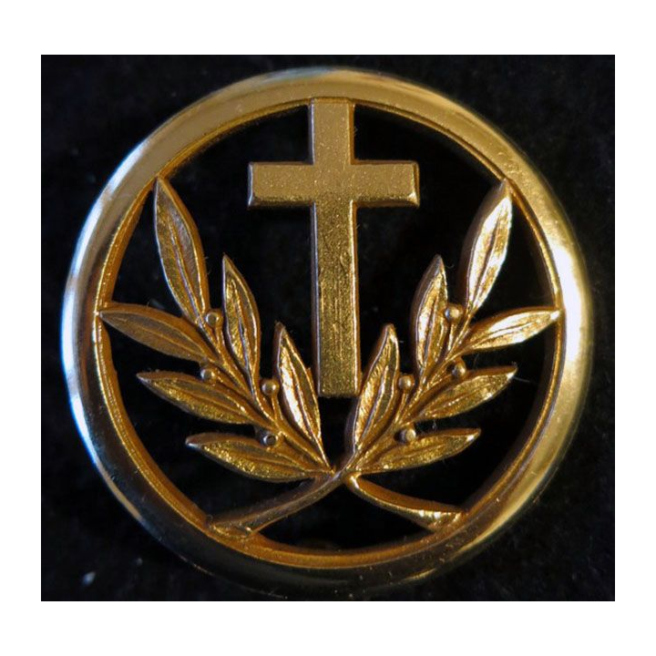 INSIGNE DE BÉRET : Insigne de béret d'aumonier catholique de fabrication Coinderoux Paris