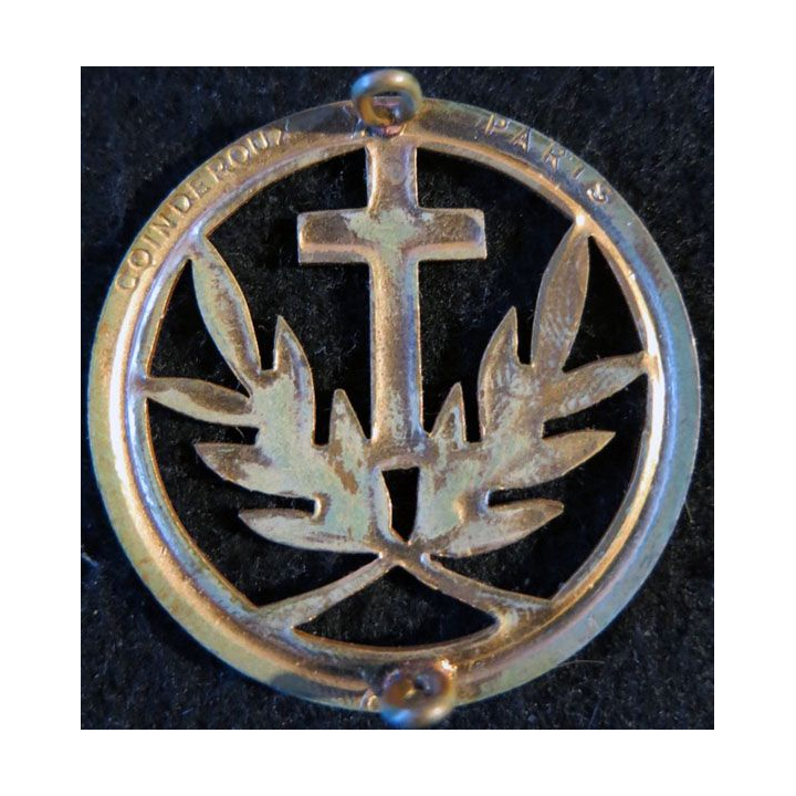INSIGNE DE BÉRET : Insigne de béret d'aumonier catholique de fabrication Coinderoux Paris