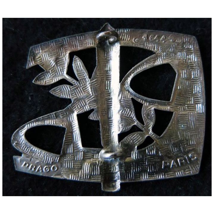 INSIGNE DE BÉRET CDP : Insigne de béret de la compagnie diffusion production Drago Paris G. 1644 lettre P ajouré