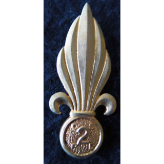 INSIGNE DE BÉRET 2° REI : insigne de béret du 2° régiment étranger d'infanterie de fabrication Drago Paris R75