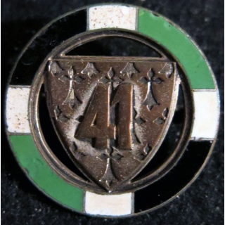 41° RI : Insigne métallique du 41° régiment d'infanterie en émail fabrication A.B.P.D dos lisse