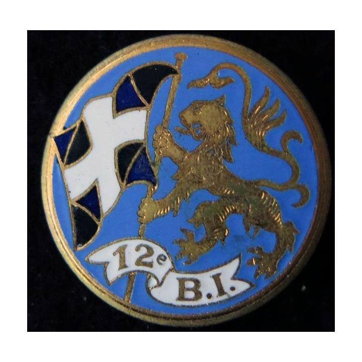 12° BI : 12° bataillon d'infanterie de fabrication Drago Paris G.1543 en émail dos lisse